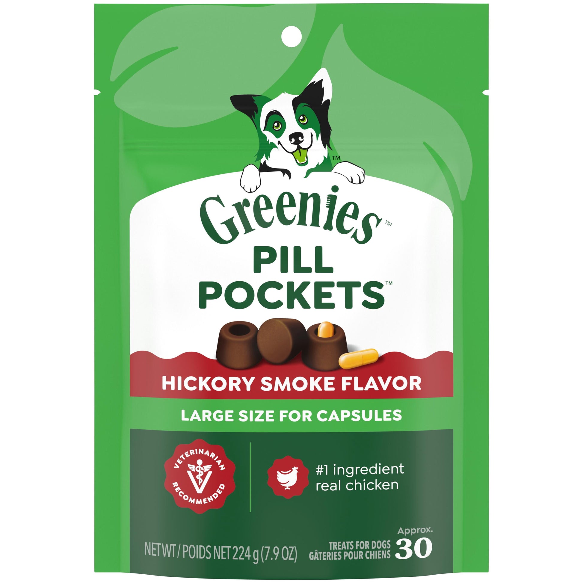 Pill Pockets for Dogs Hickory Smoke Large, Capsule Size Soft Dog Treats, 7.9 Oz (30 Pk)